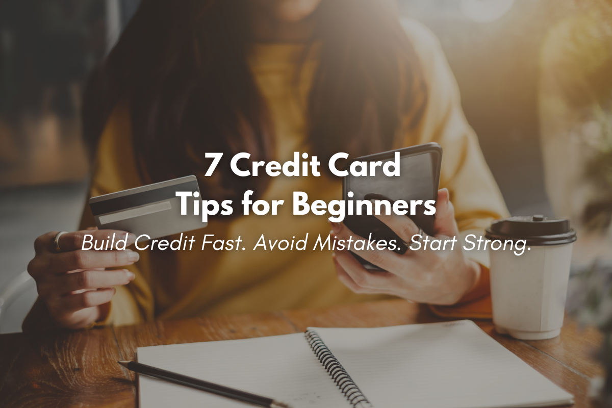 Young lady reviewing credit card tips on phone